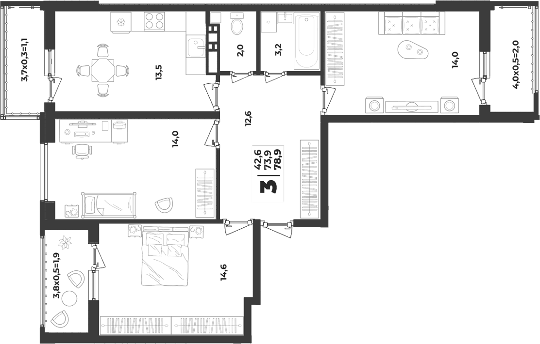 3-комн. Лето