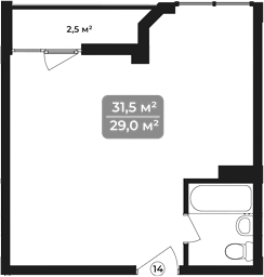 Объект, 31.5 м², 9/11 этаж, ЖК «Море»