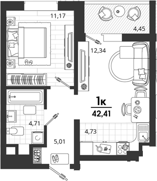 Продается 1-комн. квартира, 37.96 м²