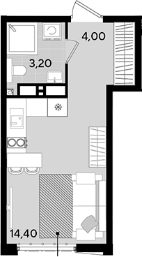 Студия, 21.6 м², 12/18 этаж, ЖК «Порто-Ново»