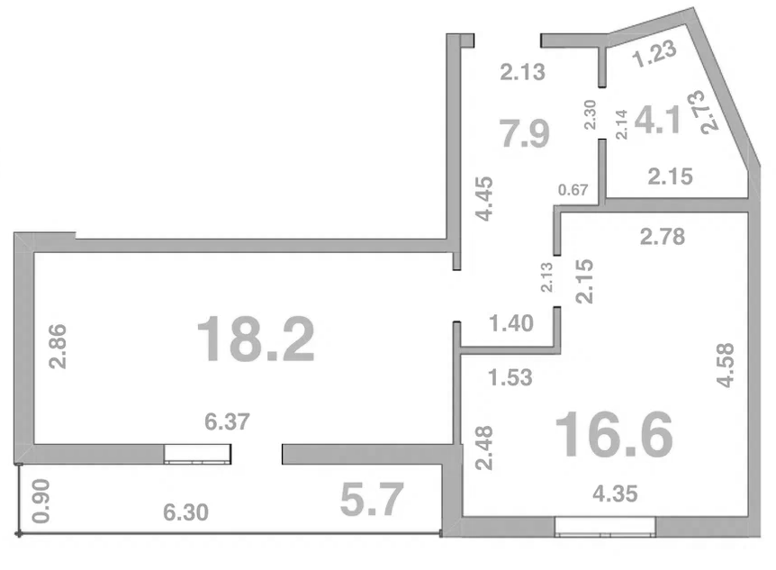 1-комн., 49.65 м², 3/8 этаж, ЖК «Жемчужина Мысхако»