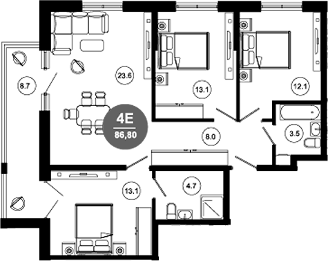 4+ комнаты, 84.19 м², 4/10 этаж, ЖК «Гостиничный комплекс GREENMONT»