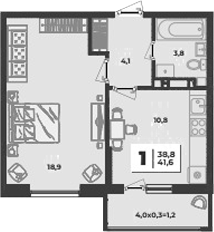 1-комн., 37.6 м², 2/9 этаж, ЖК «Лето»