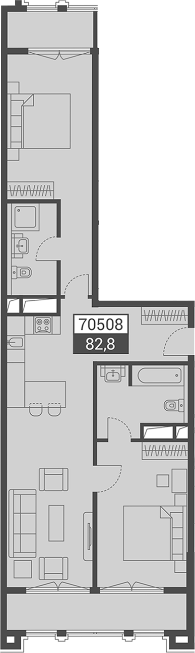 Объект, 82.8 м², 3/7 этаж, ЖК «Красная поляна 540»