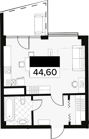 Объект, 44.6 м², 4/14 этаж, ЖК «Горизонт. AVA Сочи»