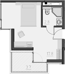 Студия, 20.6 м², 9/11 этаж, ЖК «Cosmos Кurortny Hotel»