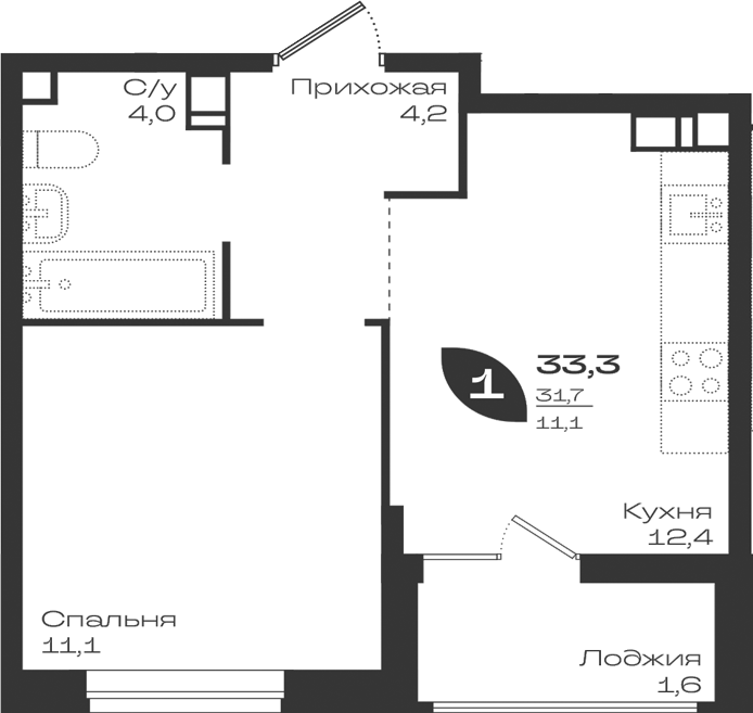 Продается 1-комн. квартира, 31.7 м²