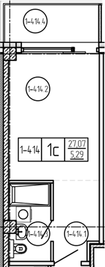 Студия, 27.51 м², 3/9 этаж, ЖК «Лучи»