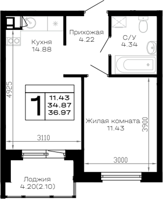 1-комн. Усадьба Гостагаевская