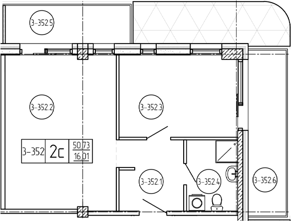 Объект, 51.1 м², 3/9 этаж, ЖК «Лучи»
