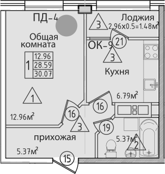1-комн. Курганная