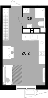 Студия, 23.7 м², 18/18 этаж, ЖК «Парк Победы»