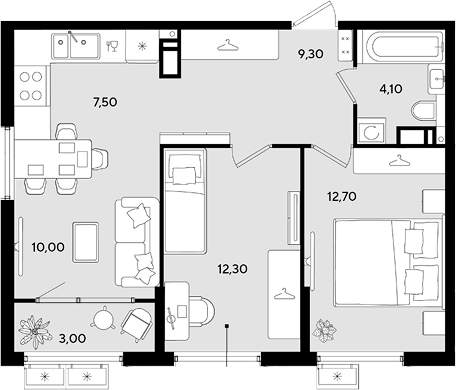 3-комн., 55.9 м², 13/18 этаж, ЖК «Порто-Ново»