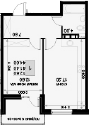 2-комн., 41.4 м², 6/7 этаж, ЖК «История»