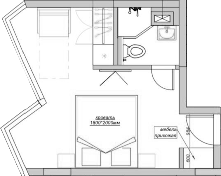 Студия, 22.9 м², 2/3 этаж, ЖК «Mirror Family»
