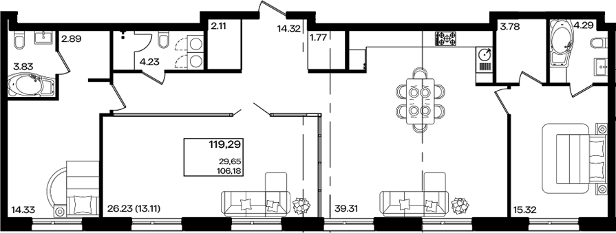 Объект, 119.29 м², 18/18 этаж, ЖК «Патрики»