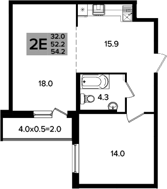3-комн., 52.2 м², 2/16 этаж, ЖК «Сармат»
