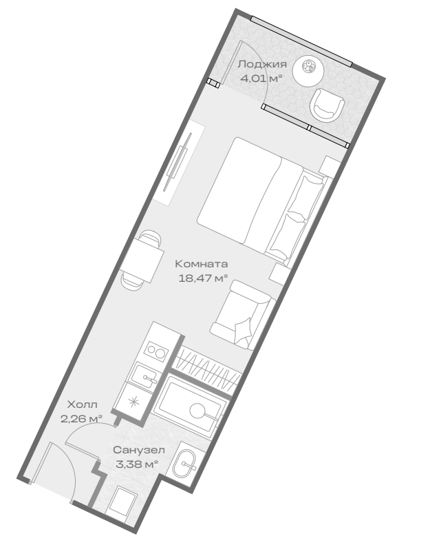 Студия, 24.09 м², 4/4 этаж, ЖК «Космос Селекшн Сочи Сиалия Резорт 5*»