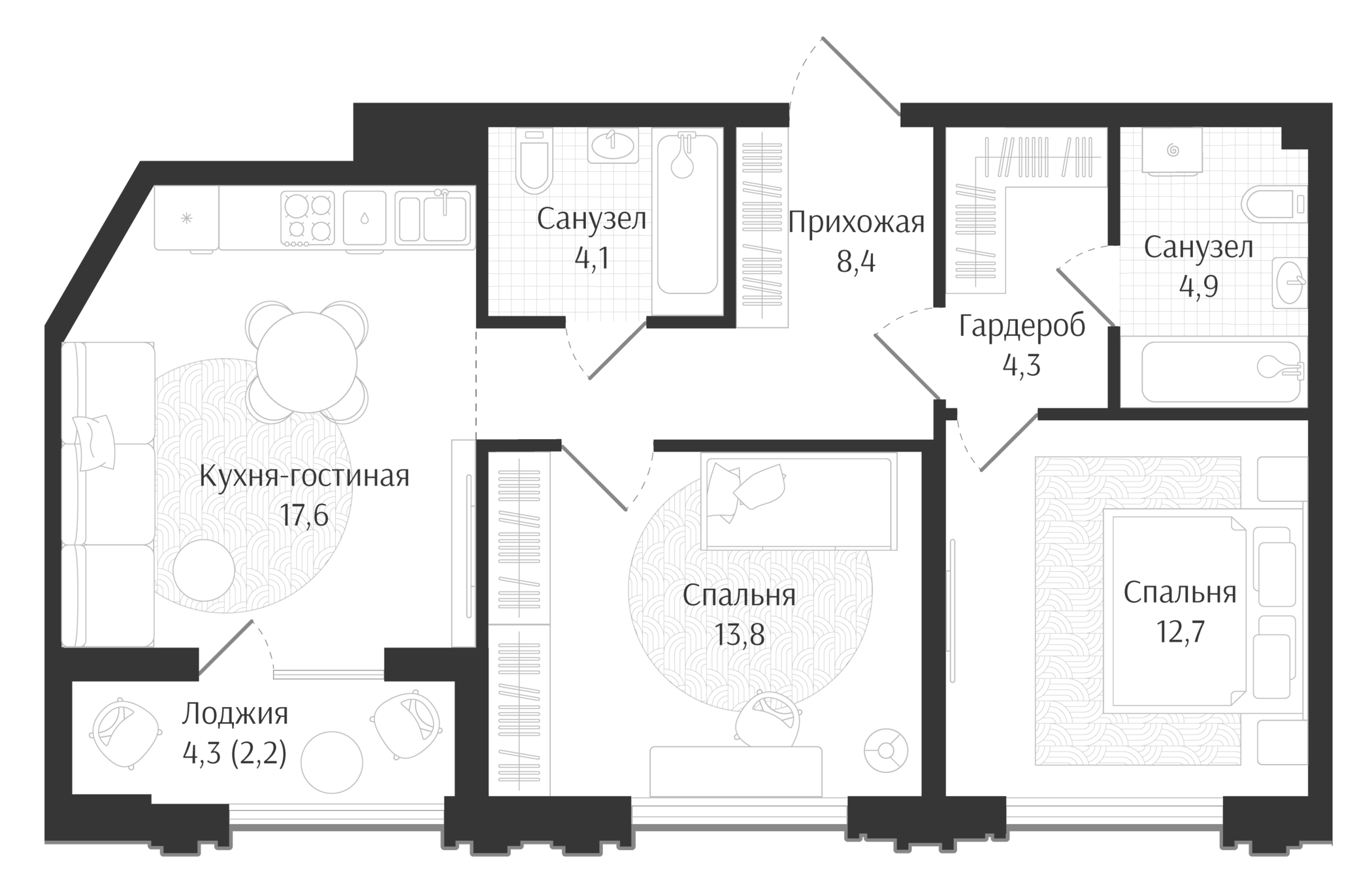 Продается 3-комн. квартира, 65.8 м²