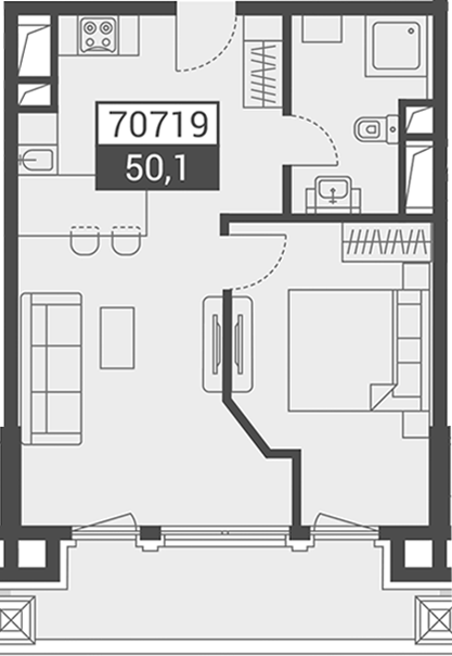 Объект, 50.1 м², 4/7 этаж, ЖК «Красная поляна 540»