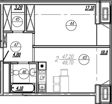 Продается 2-комн. квартира, 49 м²