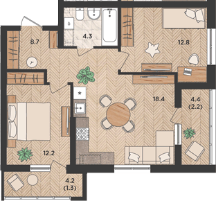 Продается 3-комн. квартира, 56.3 м²