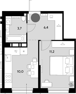 1-комн., 31.3 м², 14/18 этаж, ЖК «Грейд»
