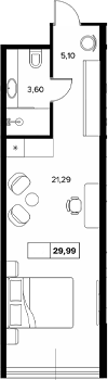 Студия, 29.99 м², 7/8 этаж, ЖК «Гостиничный комплекс Белые ночи»
