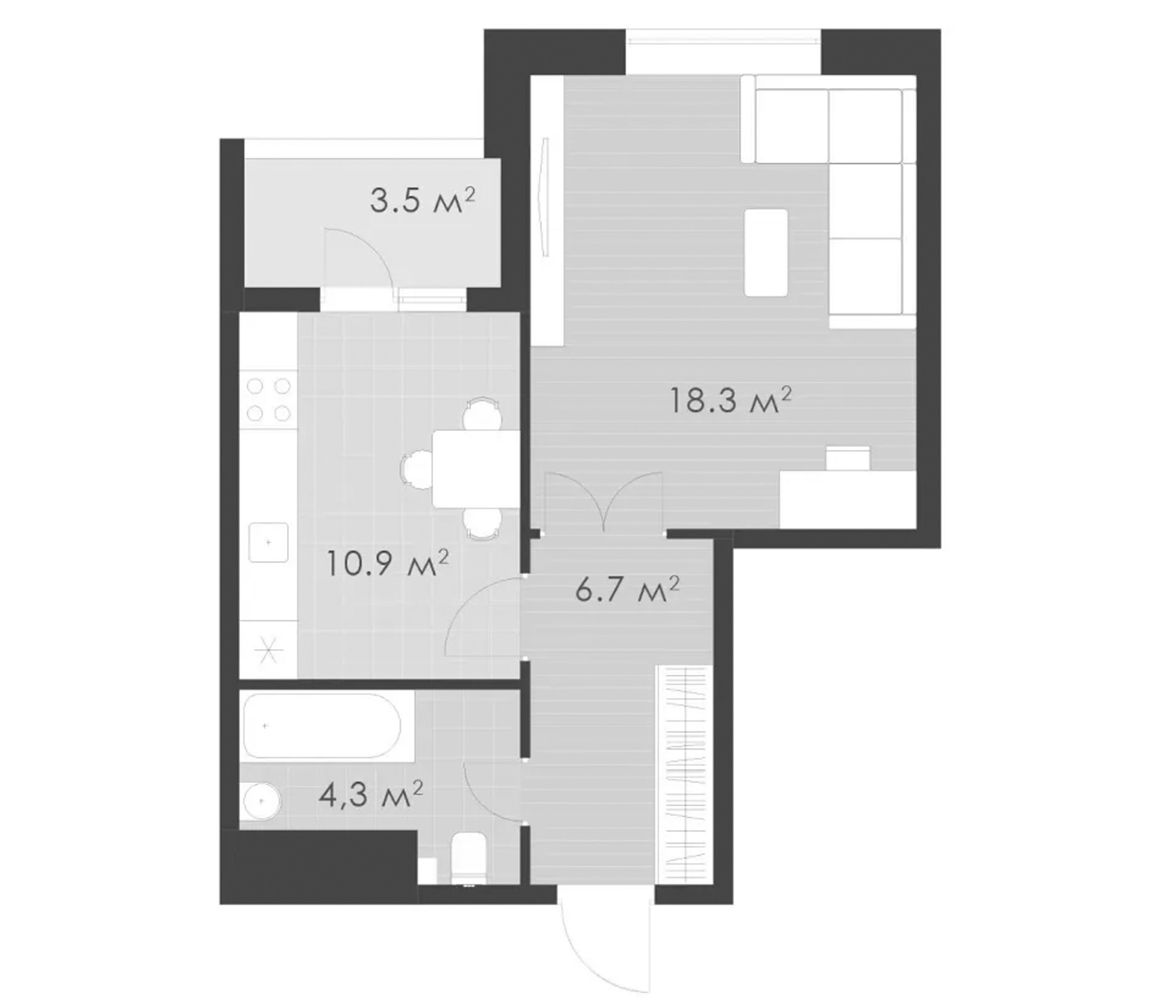 1-комн., 40.2 м², 17/20 этаж, ЖК «Выбор»