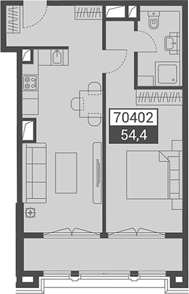 Объект, 54.4 м², 2/7 этаж, ЖК «Красная поляна 540»