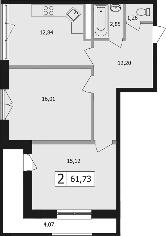 Продается 2-комн. квартира, 59.9 м²