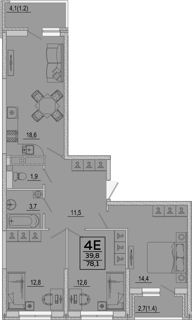 Продается 4-комн. квартира, 75.5 м²