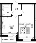 Продается 1-комн. квартира, 36.2 м²