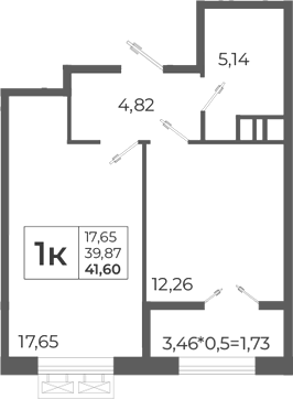 1-комн., 42.33 м², 7/8 этаж, ЖК «Высочество»