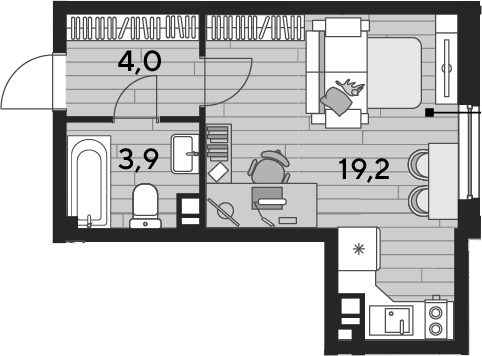 Студия, 27.1 м², 3/16 этаж, ЖК «DОГМА ПАРК»