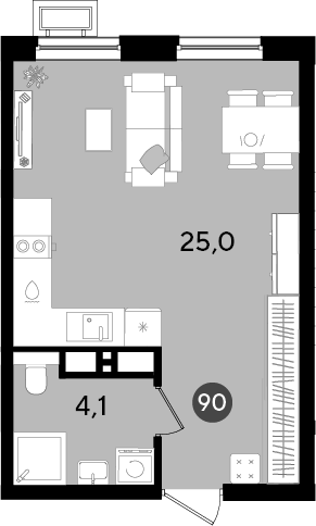 Студия, 29.1 м², 16/18 этаж, ЖК «Парк Победы»