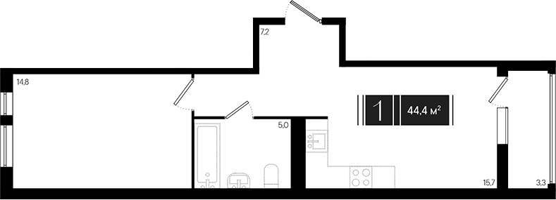 2-комн., 42.75 м², 6/18 этаж, ЖК «Эрмитаж»