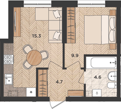 Продается 2-комн. квартира, 34.5 м²