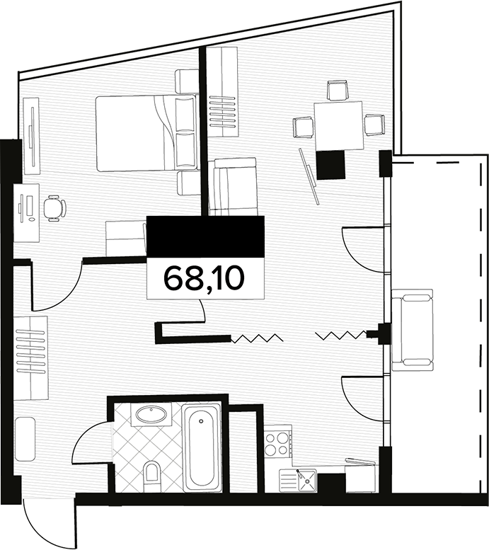 Объект, 68.1 м², 5/14 этаж, ЖК «Горизонт. AVA Сочи»