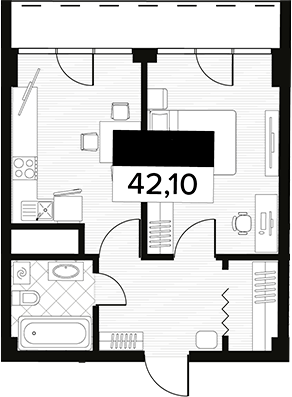 Объект, 42.1 м², 7/14 этаж, ЖК «Горизонт. AVA Сочи»