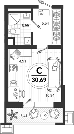 Продается 1-комн. квартира, 25.28 м²