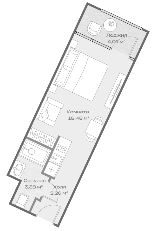 Продается 1-комн. квартира, 24.09 м²