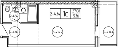 Студия, 27.08 м², 4/9 этаж, ЖК «Лучи»