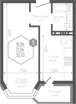 Продается 1-комн. квартира, 30.41 м²