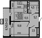 1-комн., 36.5 м², 7/13 этаж, ЖК «Звезды»