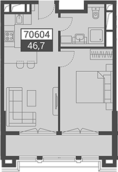 Продается 1-комн. квартира, 46.7 м²