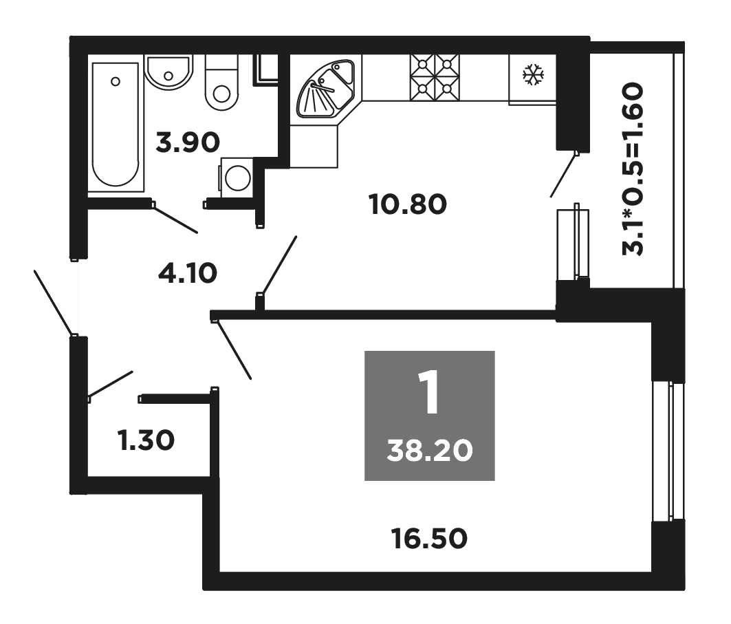 1-комн., 36.6 м², 2/9 этаж, ЖК «НЕО-квартал Красная площадь»