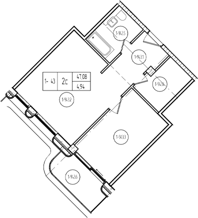 2-комн., 50.3 м², 3/9 этаж, ЖК «Лучи»
