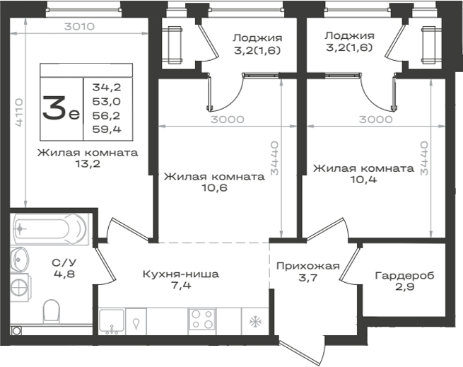 3-комн. Нагория