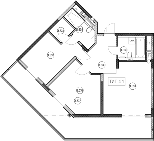 3-комн., 64.5 м², 5/10 этаж, ЖК «ГК Сан Гарден Хотел&СПА»